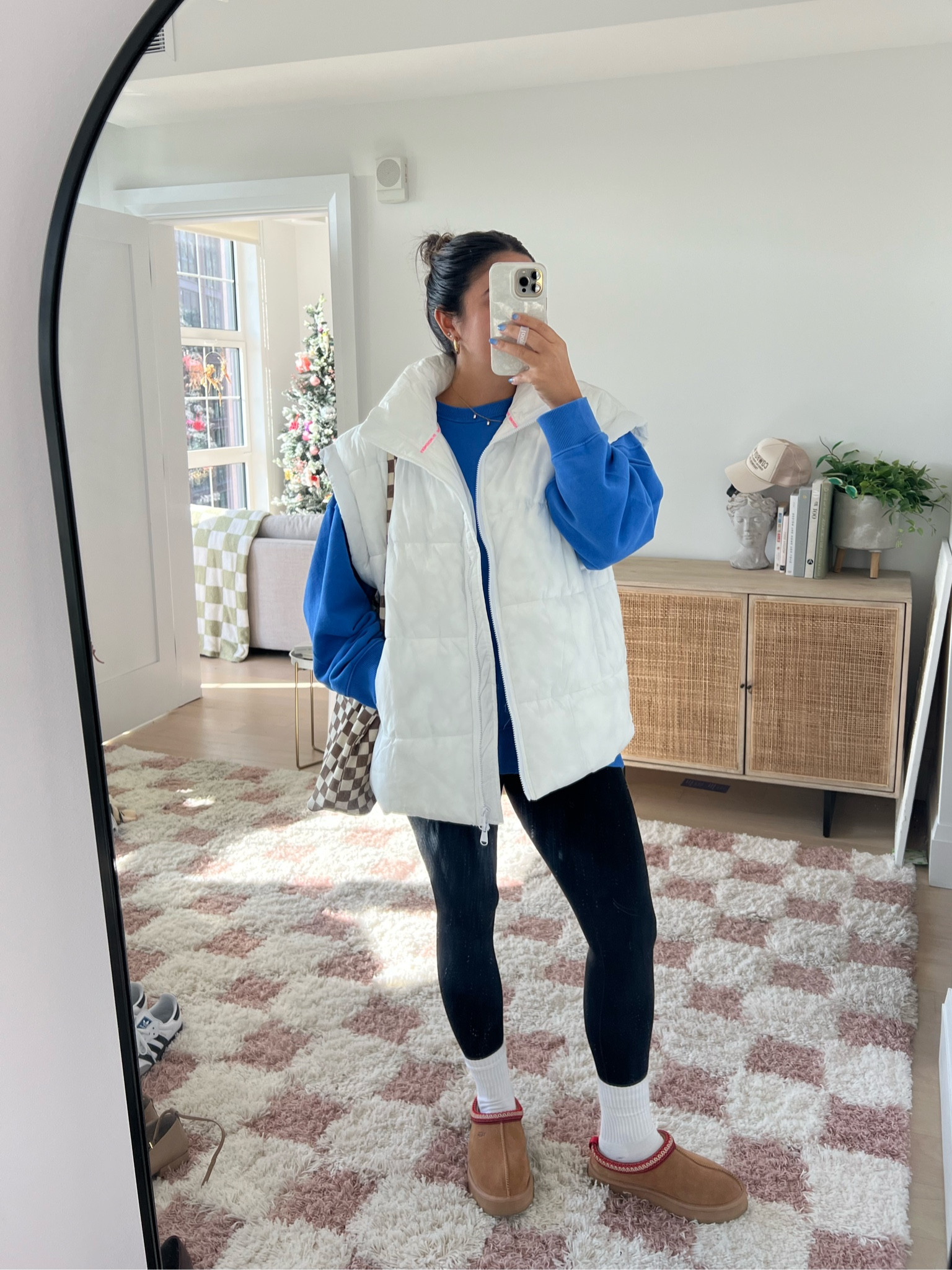 Threw this outfit on this morning on a breezy 50 degree day 😊 huge fan of this vest from FreePeople movement, it’s so big and cozy. Paired with two of my Aerie staples - my go to leggings & an oversized crewneck. All true to size - M 🫶🏽 

#LTKsalealert #LTKSeasonal #LTKstyletip