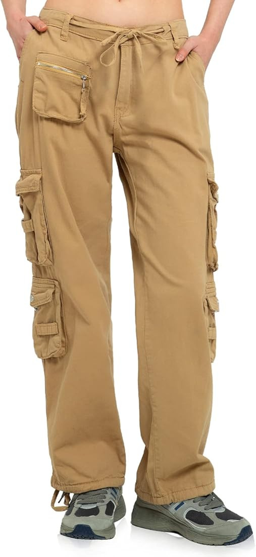 Cargo Pants Women Tactical Baggy Hiking Cargo Pants with 9 Pockets Cotton Military Casual Army Comba | Amazon (US)