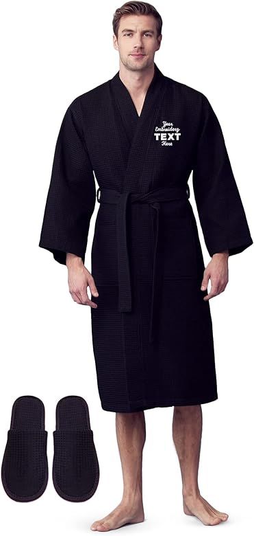 Lotus Linen SPA Cotton Bath Robe for Men - Luxury Soft Waffle Robe Men | Amazon (US)