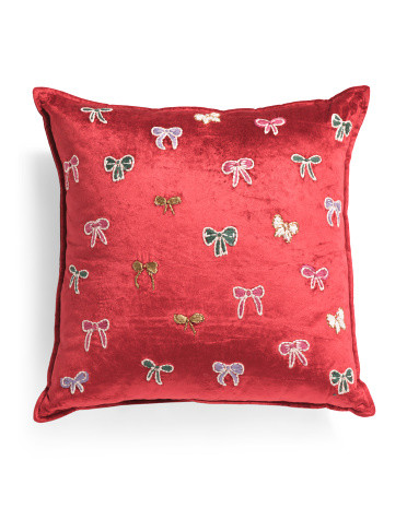 20x20 Velvet Lola Bows Pillow | Throw Pillows | Marshalls | Marshalls