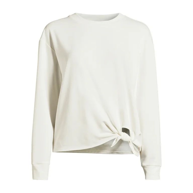Avia Women's Side Tie French Terry Cloth Top with Long Sleeves, Sizes XS – XXXL - Walmart.com | Walmart (US)