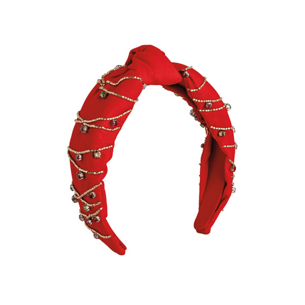 Red Holiday Beaded Headband | Mud Pie