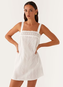 Calla Broderie Mini Dress - White | Peppermayo (Global)