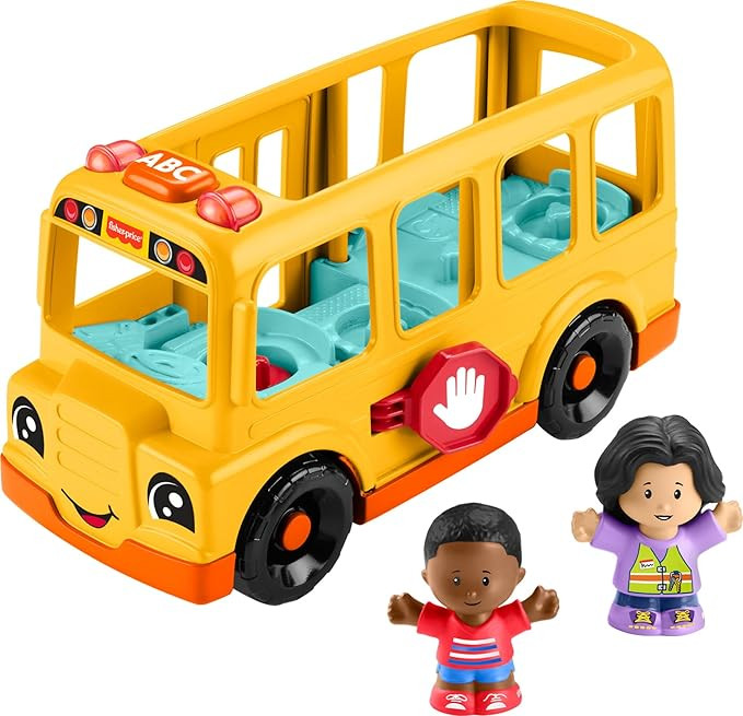 Fisher-Price Little People Toddler Toy School Bus Musical Push-Along Vehicle with 2 Figures for P... | Amazon (US)