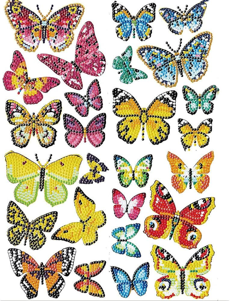 Alloyseed 4pcs Diamond Painting Stickers Kits for Kids 5D Butterfly DIY Diamonds Paint by Numbers... | Amazon (US)