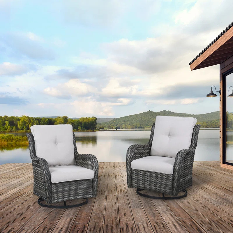 Wicker Rattan Swivel Patio Chairs (Set of 2) | Wayfair North America