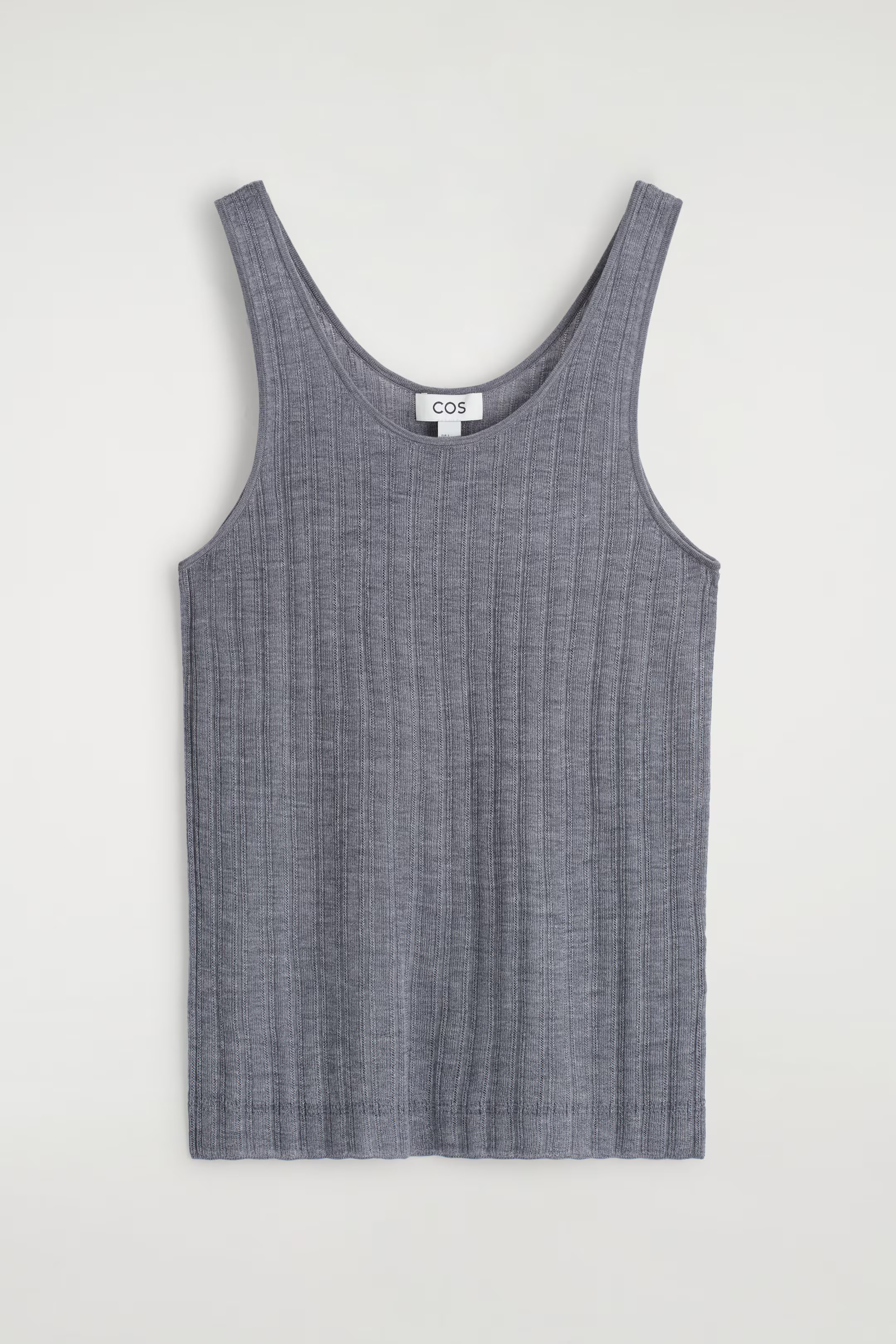 RIBBED-KNIT SILK TANK TOP - GREY MÉLANGE | COS | COS UK