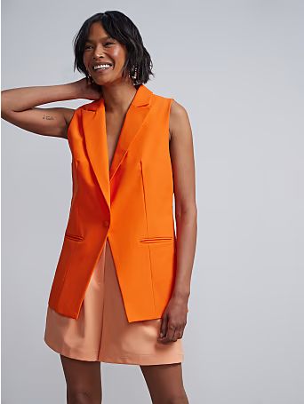 Oversized Single-Button Suit Vest - Fit To Flatter - New York & Company | New York & Company