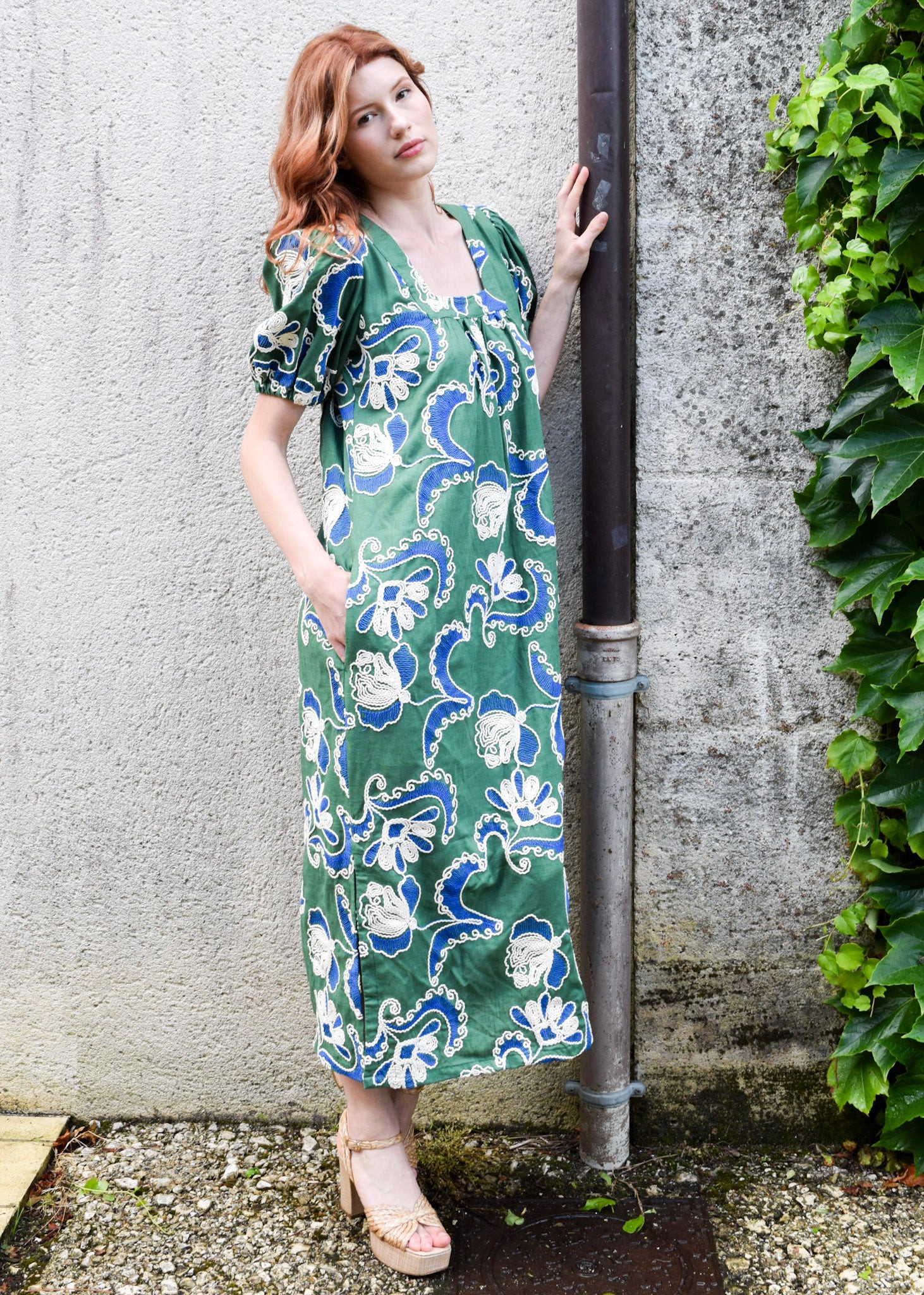 Never A Wallflower | Square Neck Maxi Crewel Work | Never A Wallflower