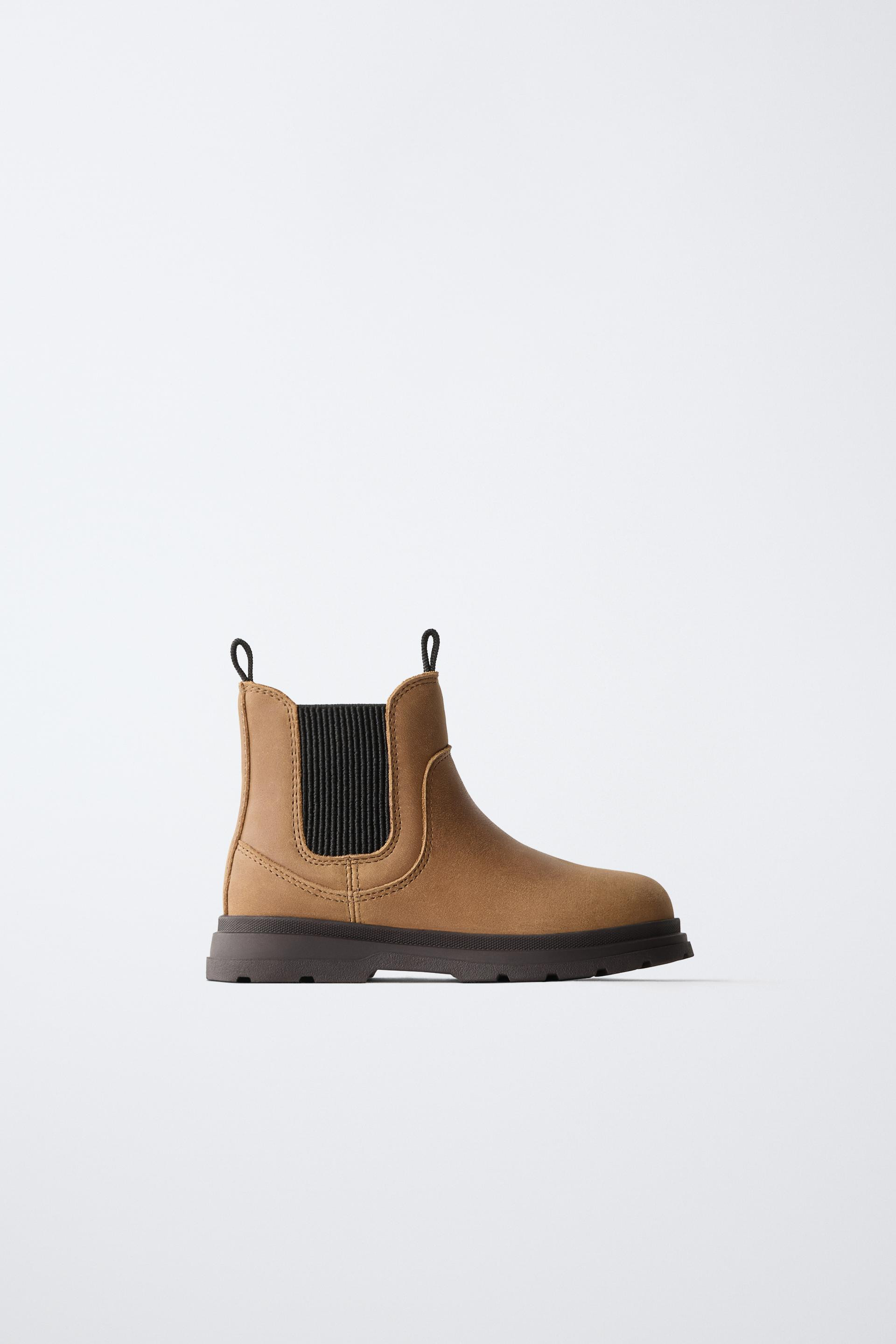 Zara - Leather Chelsea Boots - Dark Tan - 9½ (6.4 Inches) - Kids | Zara US