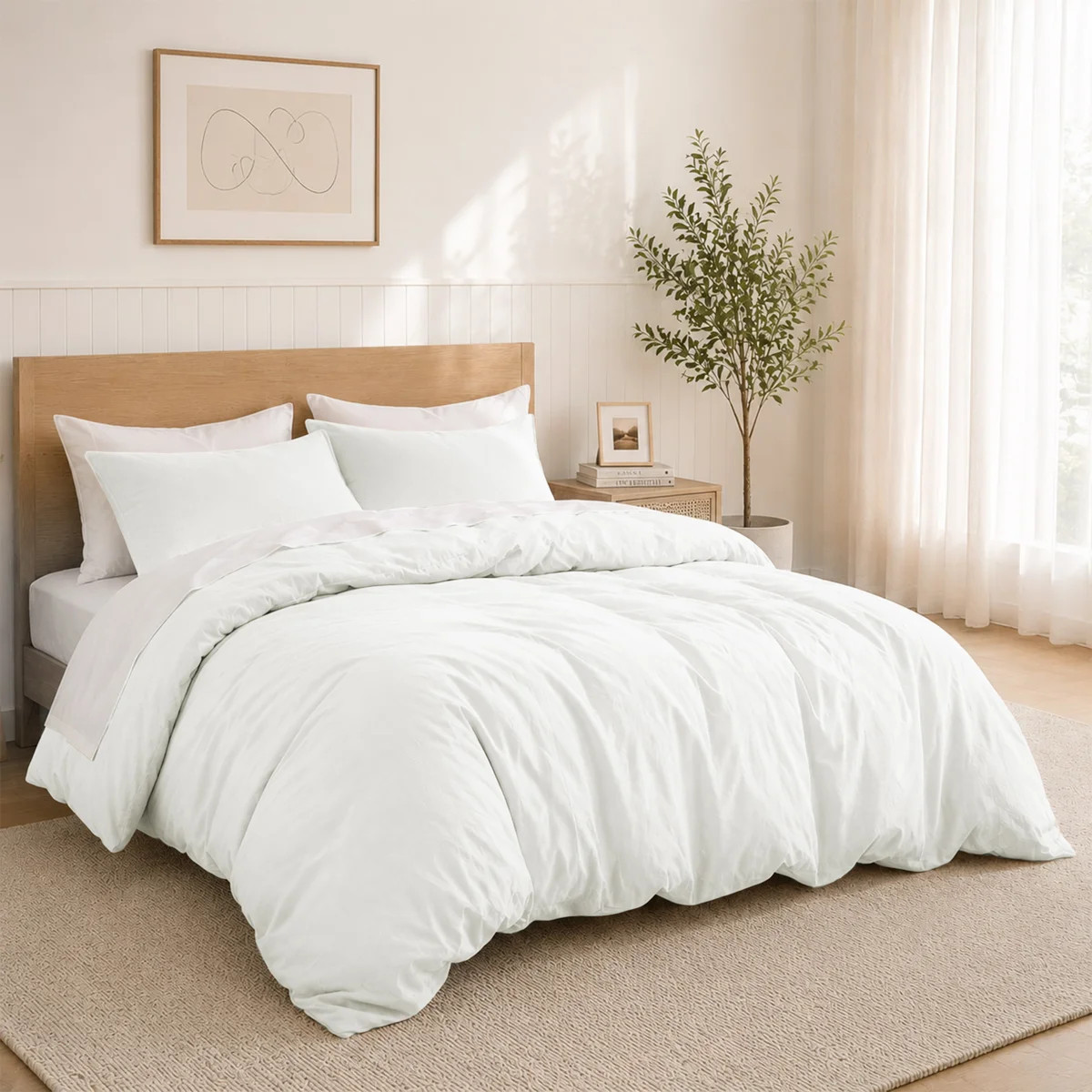 100% Cotton Duvet Cover Set with Pillow Shams, Soft Breathable All-Season Bedding Set, Twin | Wayfair North America