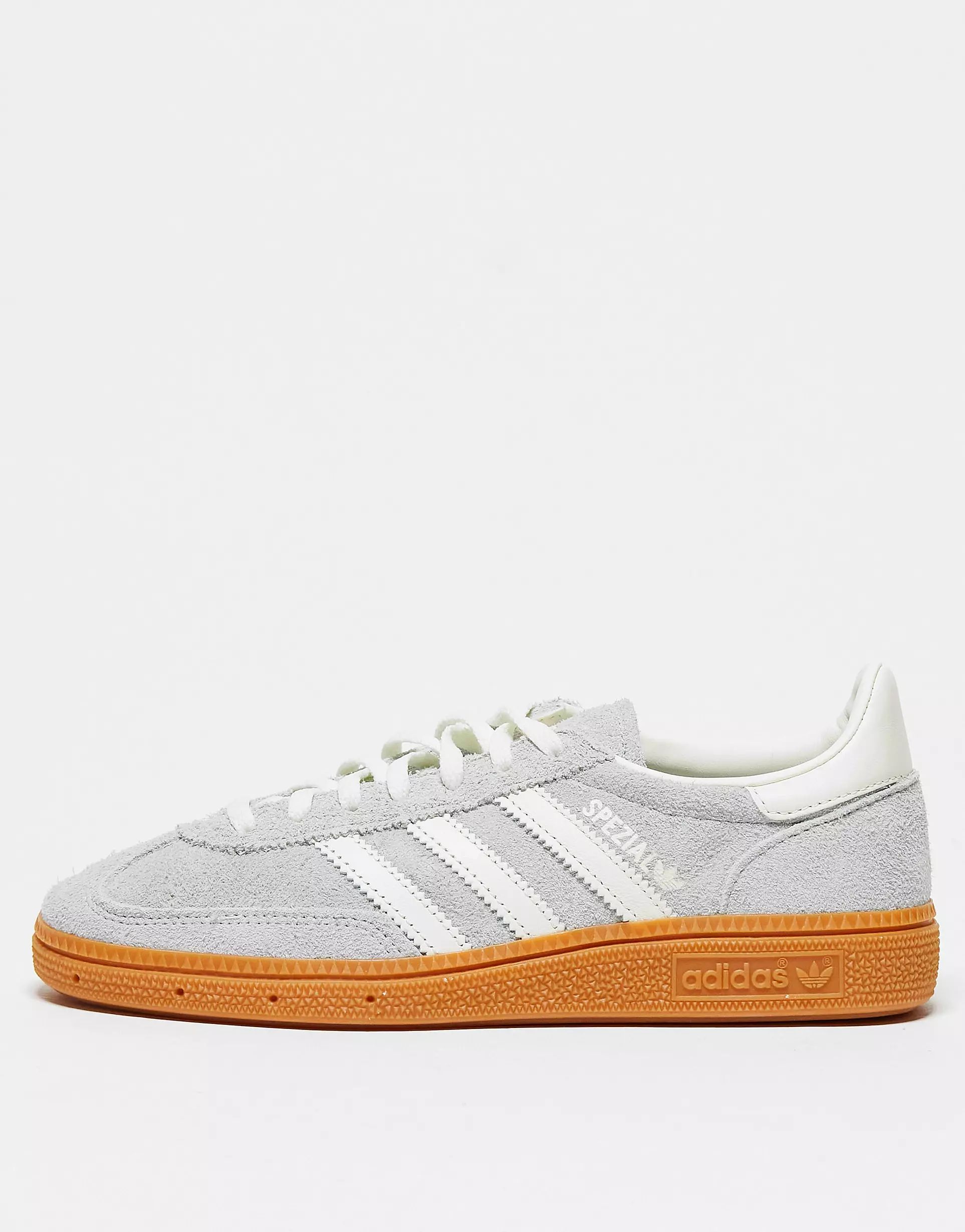 adidas Originals Handball Spezial gum sole trainers in silver and white | ASOS (Global)