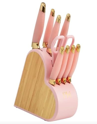Paris Hilton 10 Piece Cutlery Block Set, Pink Knife Set | Amazon (US)
