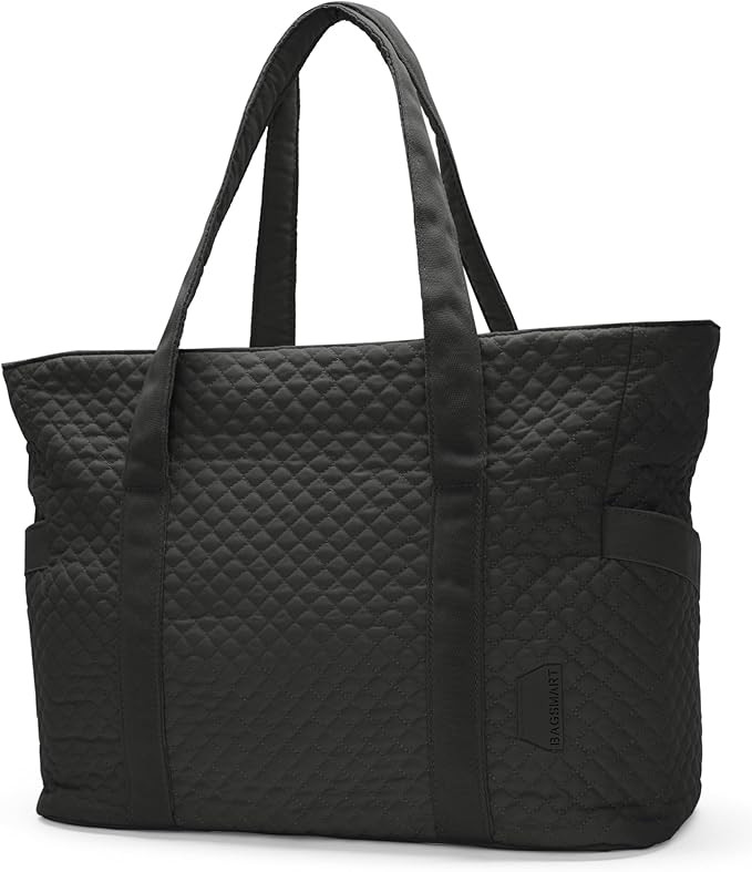 BAGSMART Crush Tote Bag for Women, 20L Puffer Work Tote with Zipper, Travel Essentials Quilted Nu... | Amazon (US)
