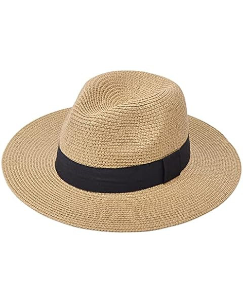 FURTALK Panama Hat Sun Hats for Women Men Wide Brim Fedora Straw Beach Hat UV UPF 50 | Amazon (US)