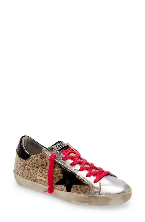 Golden Goose Super-Star Leopard Print Sneaker in Beige Leo/Silver/Black at Nordstrom, Size 6Us | Nordstrom