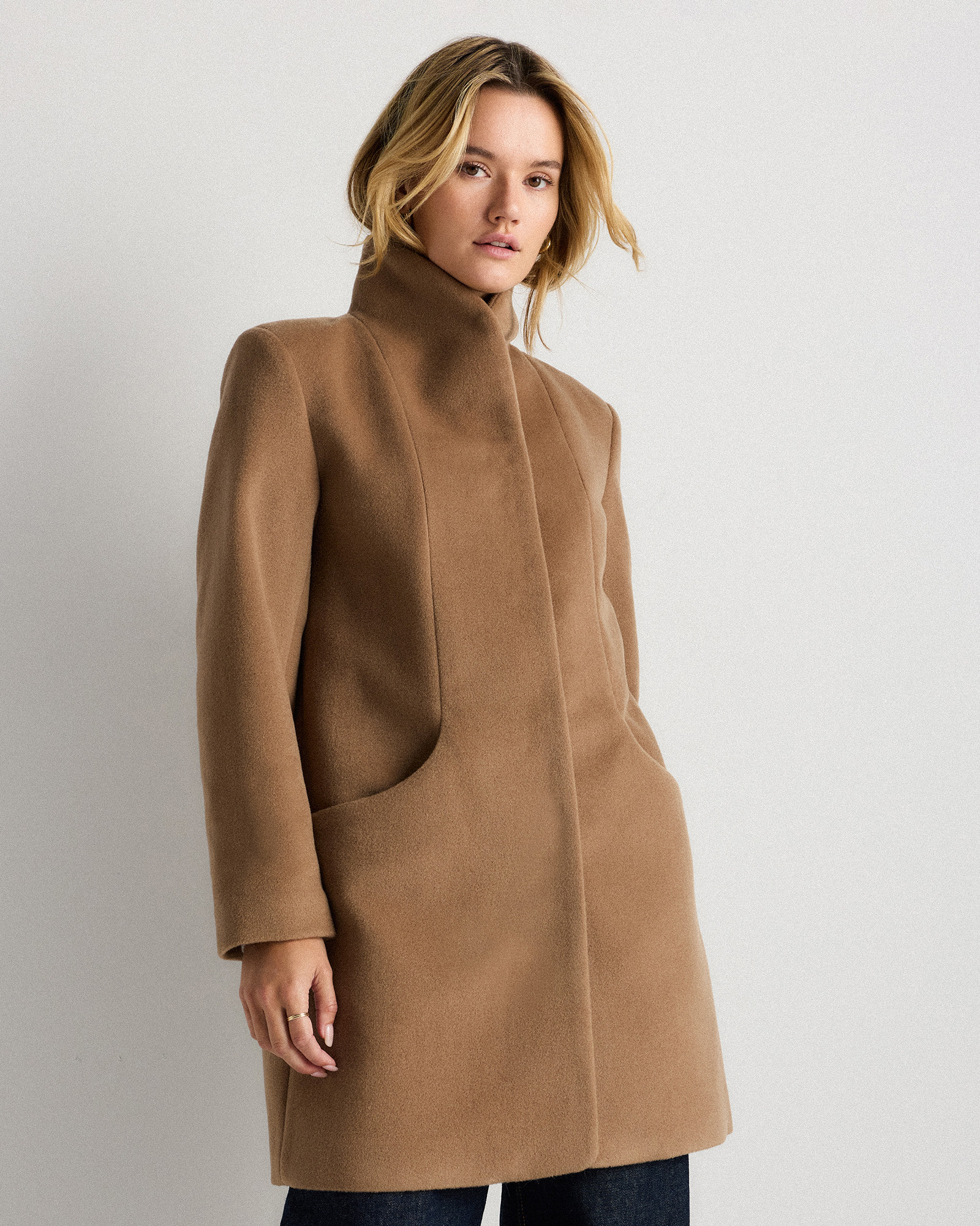 Wool Cashmere Cocoon Coat in Caramel | Quince