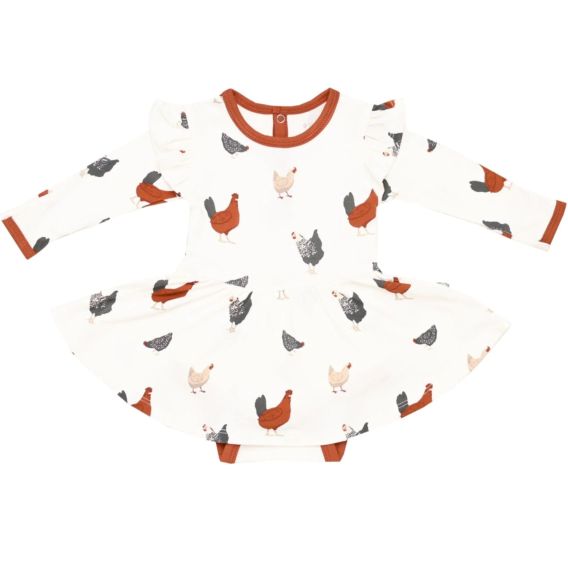 Long Sleeve Twirl Bodysuit Dress in Chick | Kyte BABY