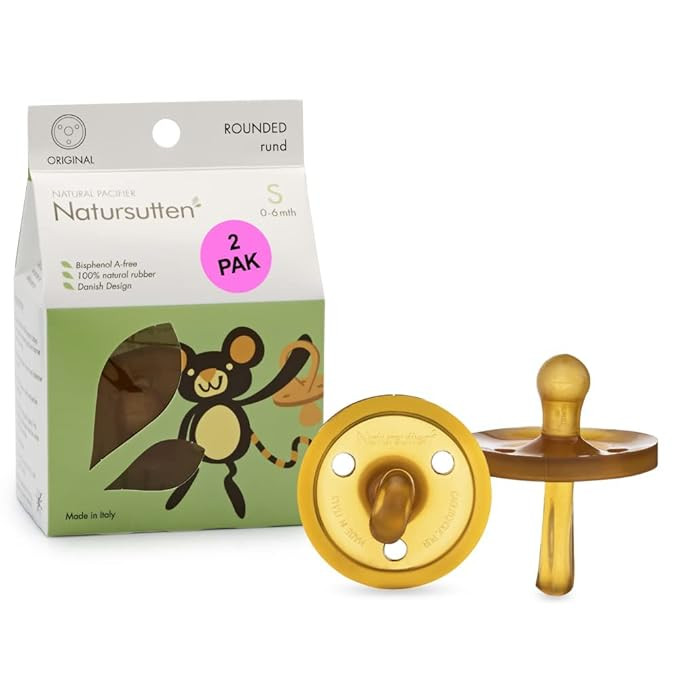 Natursutten Pacifiers 0-6 Months - 2-Pack Original Shield Round Nipple Natural Rubber Safe & Soft... | Amazon (US)
