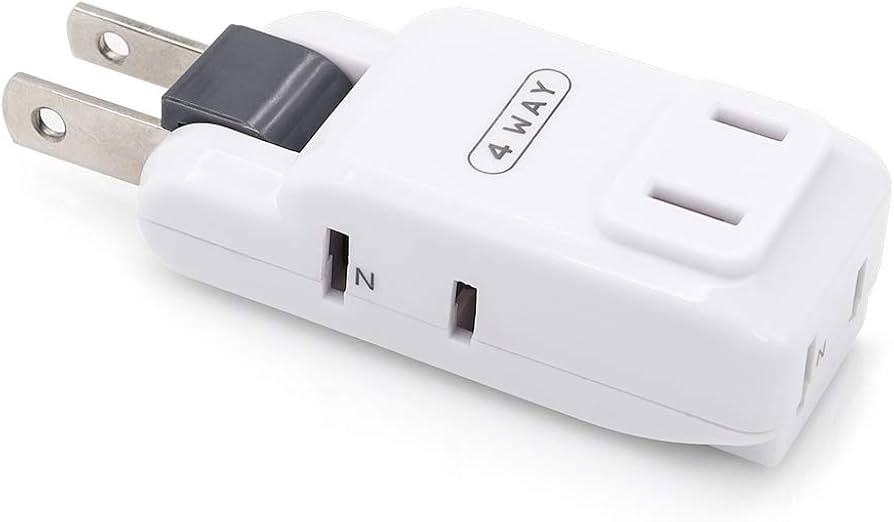 SYCON 4 Outlet Wall Adapter, 2-Prong Swivel Ungrounded Indoor AC Mini Plug Wall Tap - White | Amazon (US)