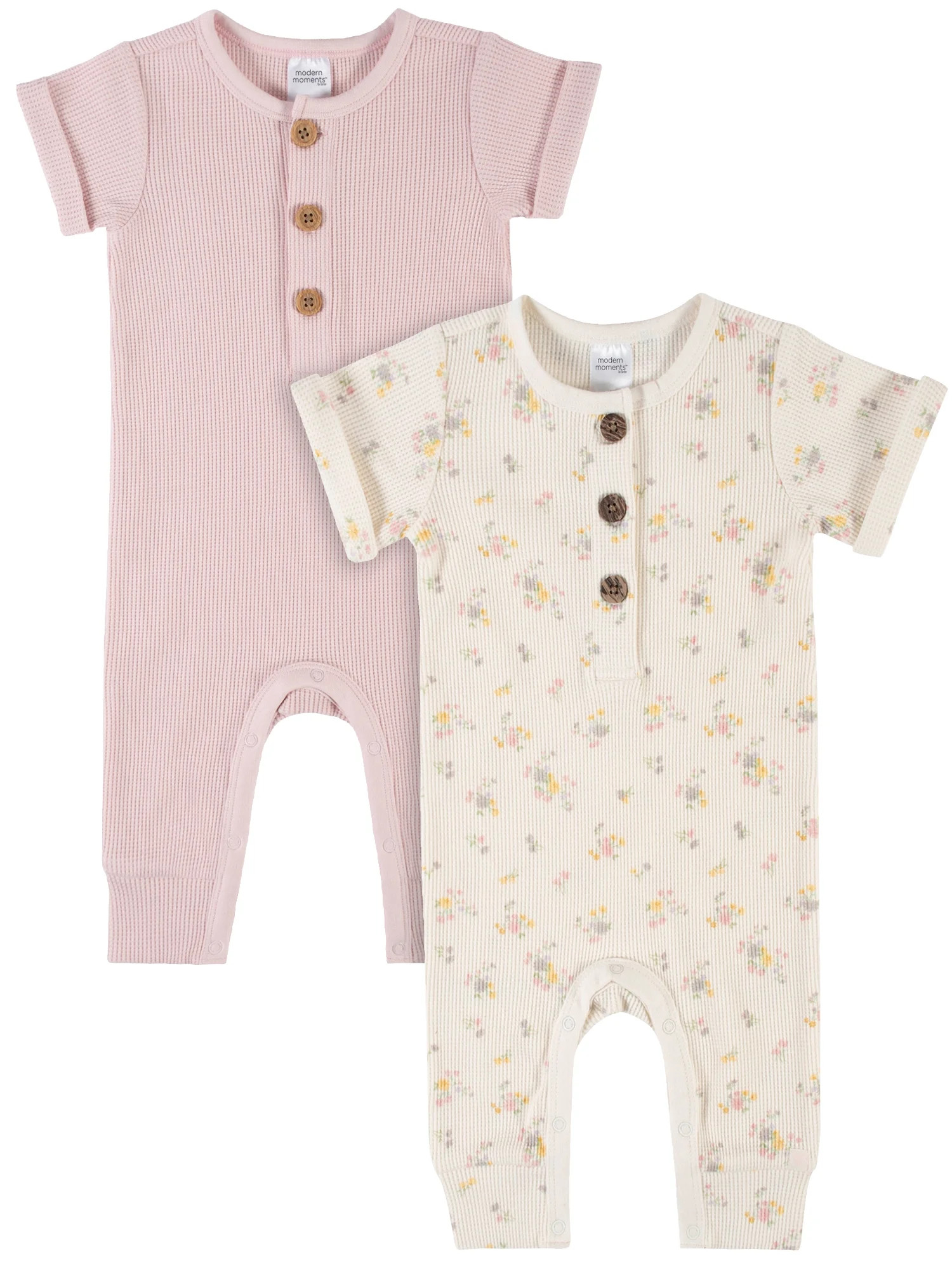 Modern Moments By Gerber Baby Girl Romper Set, 2-Pack, (0/3 Months - 24 Months) - Walmart.com | Walmart (US)