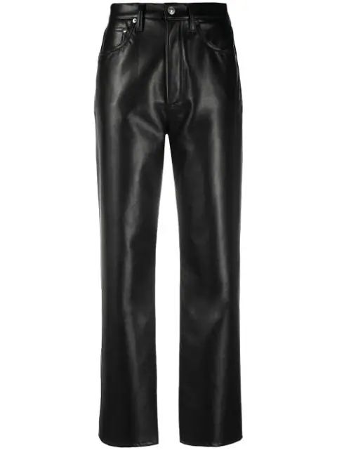 high-waisted leather trousers | Farfetch (UK)