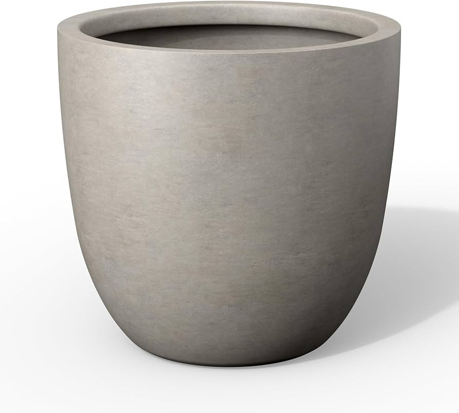 Kante 18 Inch Dia Round Concrete Planter, Indoor Outdoor Large Plant Pot with Drainage Hole and R... | Amazon (US)