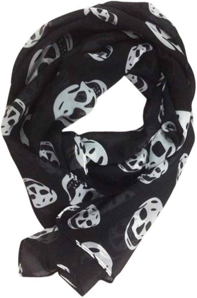 Wakauto Ladies Tulle Skull Pattern Printed Scarf Comfortable Long Style Fashion Soft Scarf Shawl ... | Amazon (US)