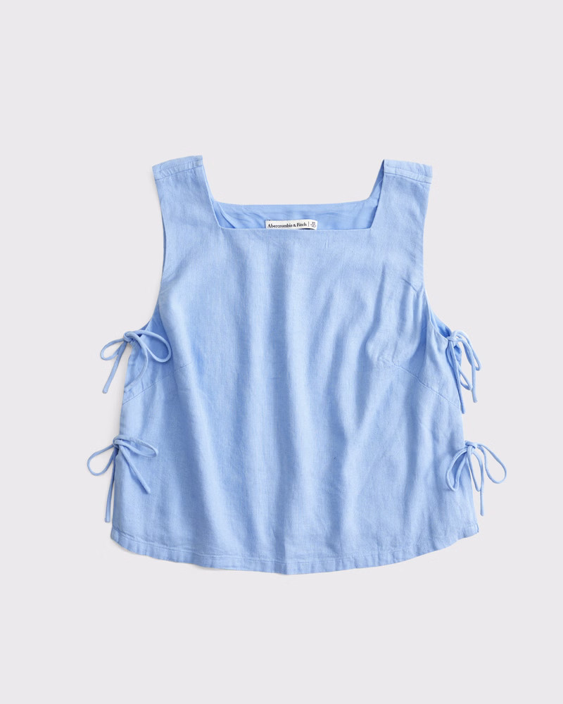 Abercrombie & Fitch Women's Apron Linen-Blend Set Top in Sky Blue - Size XL | Abercrombie & Fitch (US)