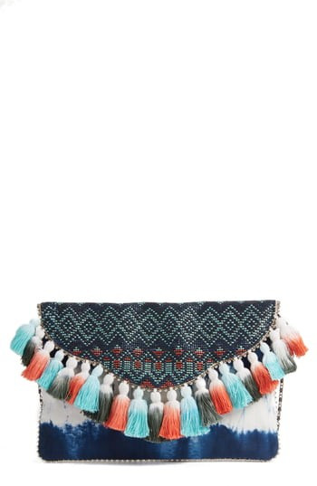 Steven By Steve Madden Josa Tassel & Bead Clutch - Blue | Nordstrom