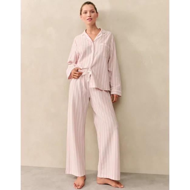 Brushed Jersey Stripe Relaxed Pyjama Set | The White Company UK & ROW