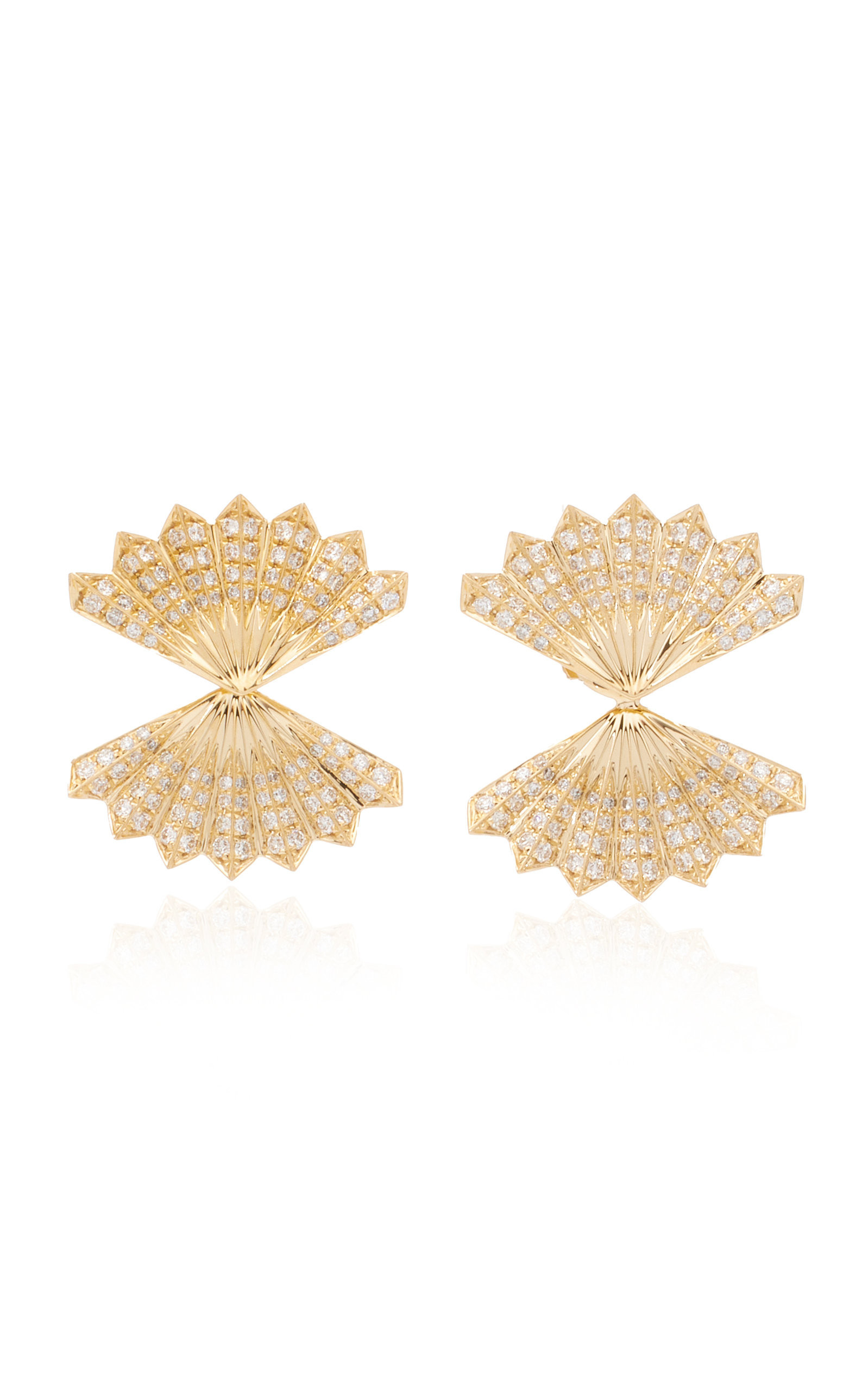 Anita Ko - Double-Fan 18K Yellow Gold Diamond Earrings - Gold - OS - Moda Operandi - Gifts For Her | Moda Operandi (Global)
