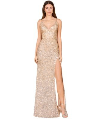 Lara Women's Beaded v-neck dress with slit - Green | Macy's