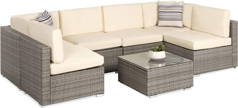 Best Choice Products 7-Piece Modular Outdoor Sectional Wicker Patio Conversation Set w/ 2 Pillows... | Amazon (US)