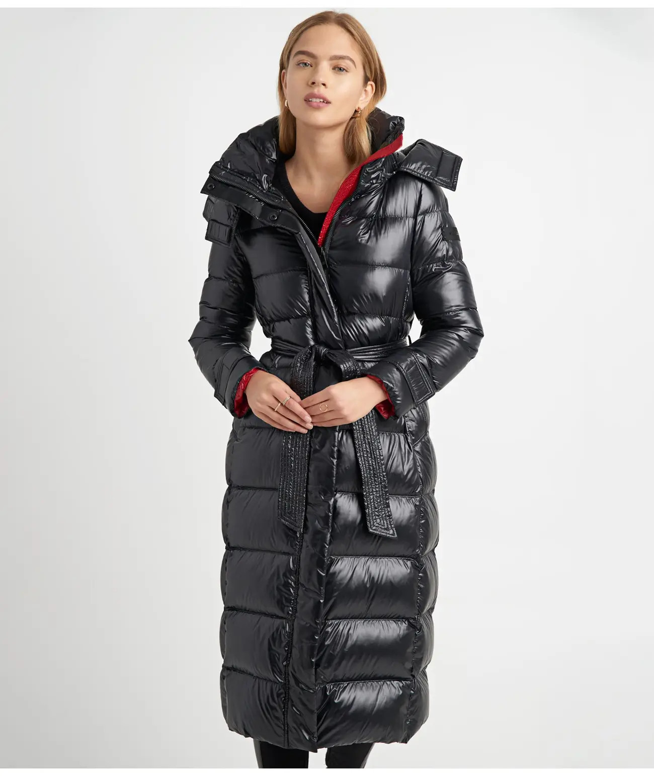 CONTRAST MAXI BELTED LONG PUFFER | Karl Lagerfeld Paris