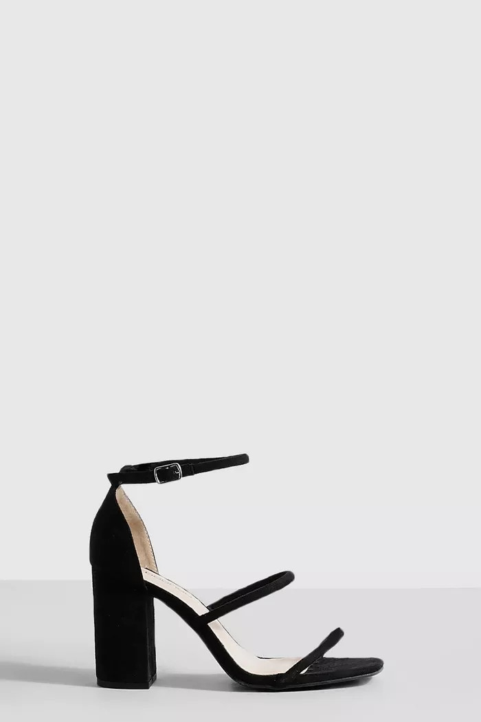 Wide Width Triple Strap Block Heel Sandals | boohoo (US & Canada)