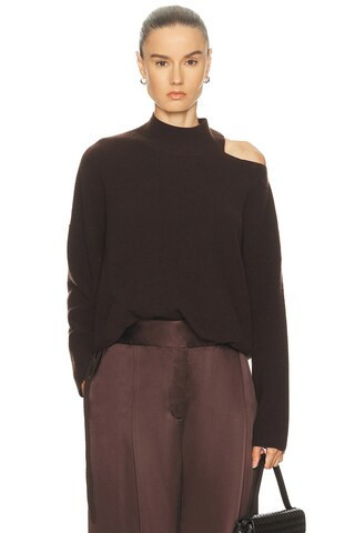 The Sei Open Shoulder Sweater in Cocoa - Brown. Size M (also in L, S). | FWRD 