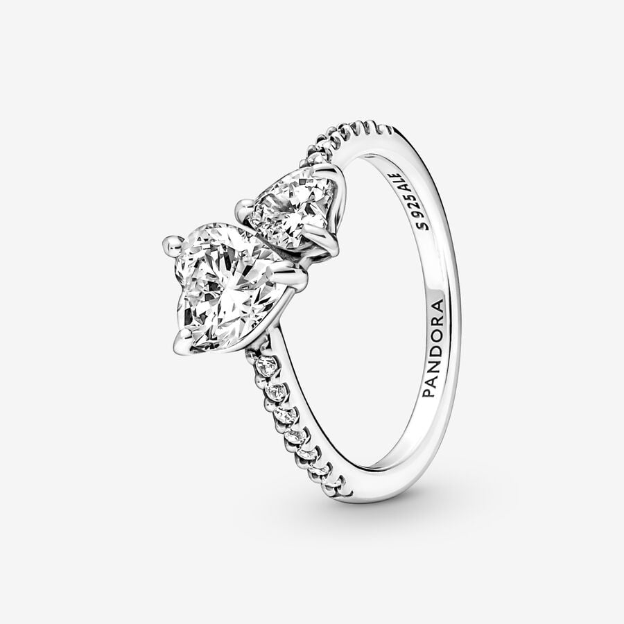 Double Heart Sparkling Ring | Pandora US