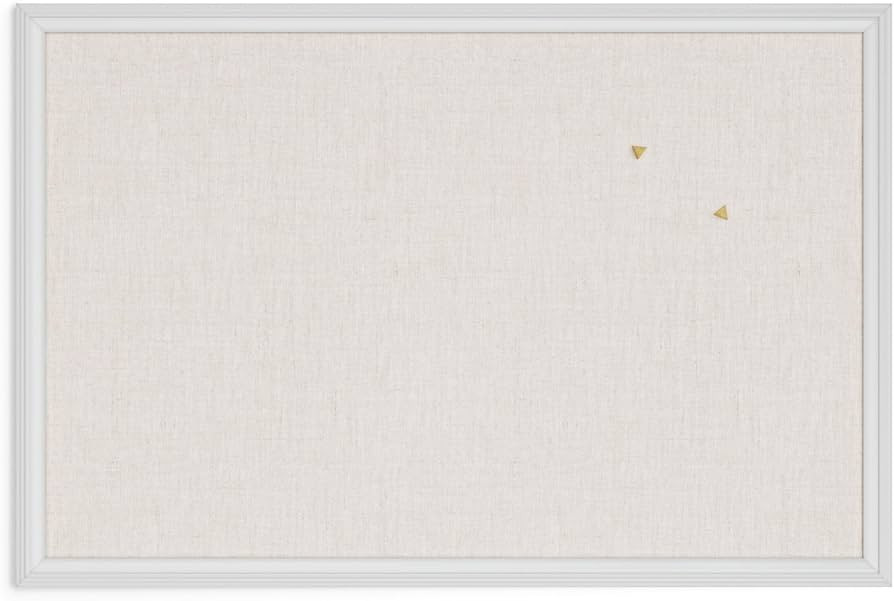 U Brands Farmhouse Linen Bulletin Board, 30"x20", White Wood Style Frame, Includes Push Pins | Amazon (US)