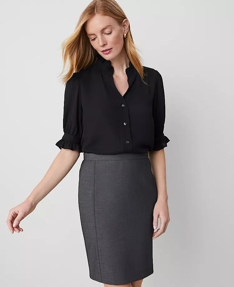Ruffle Button Top | Ann Taylor (US)