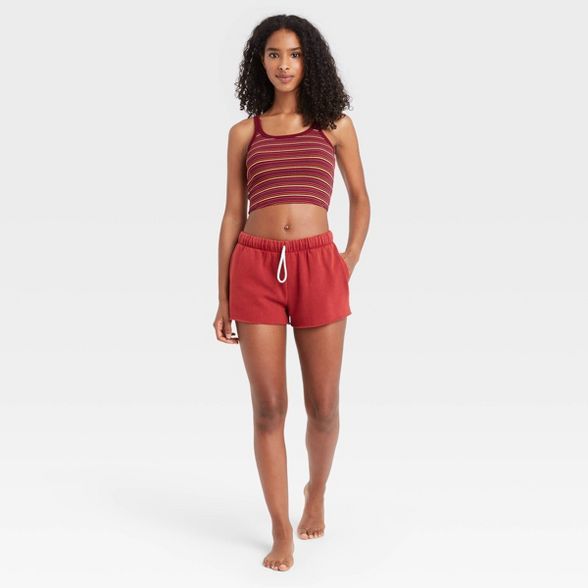 Women's Striped Scoop Neck Lounge Cami Tank Top - Colsie™ Red | Target