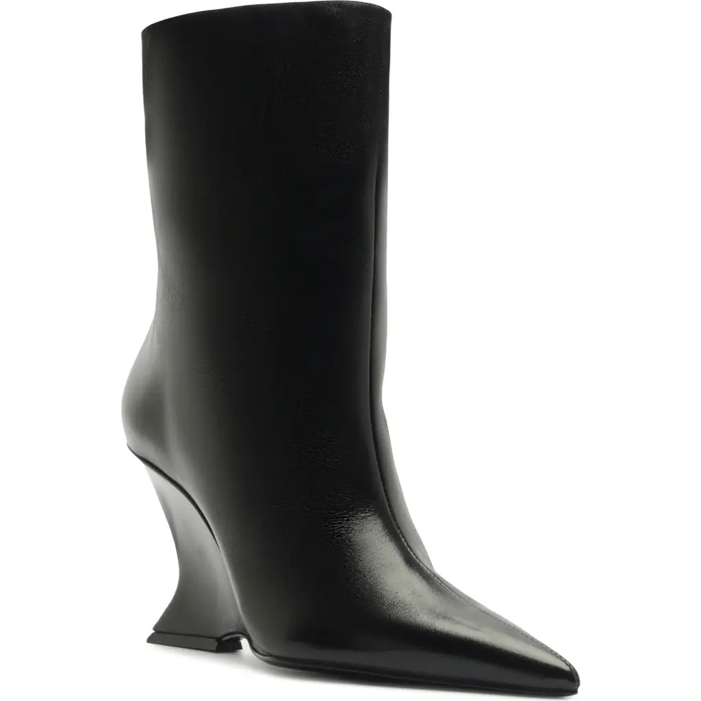 Schutz Siena Pointed Toe Wedge Bootie in Black at Nordstrom, Size 5.5 | Nordstrom
