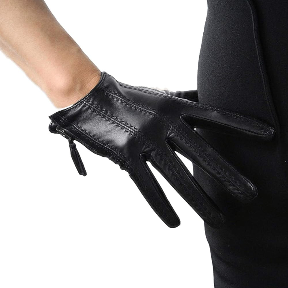 DooWay Women's Short Real Leather Driving Gloves Goatskin Leather Warm Gloves | Amazon (US)