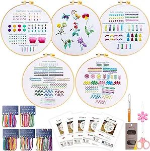 BOZUAN 36 Stitches Embroidery Kit for Beginners, 4 Set Embroidery Stitches Practice Kit, Cross St... | Amazon (US)