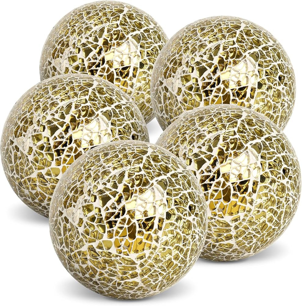 HAKACC 5PCS Decorative Glass Orbs, 3.14inch Mosaic Sphere Balls Centerpiece Balls for Bowls Vases... | Amazon (US)