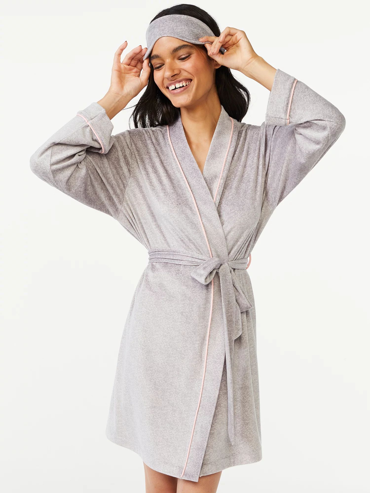Joyspun Women's and Women's Plus Velour Knit Robe and Eye Mask Set, 2-Piece, Sizes up to 3X | Walmart (US)