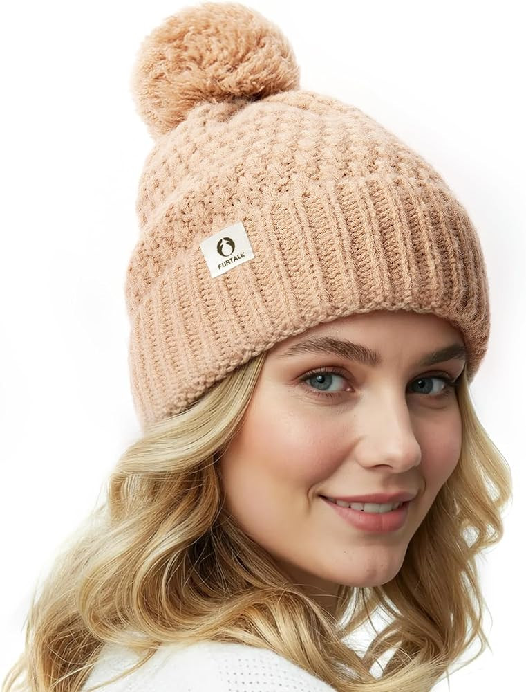 FURTALK Womens Winter Beanie Hat with Knitted Pom Pom Warm Fleece Lined Knit Soft Skull Cap for W... | Amazon (US)