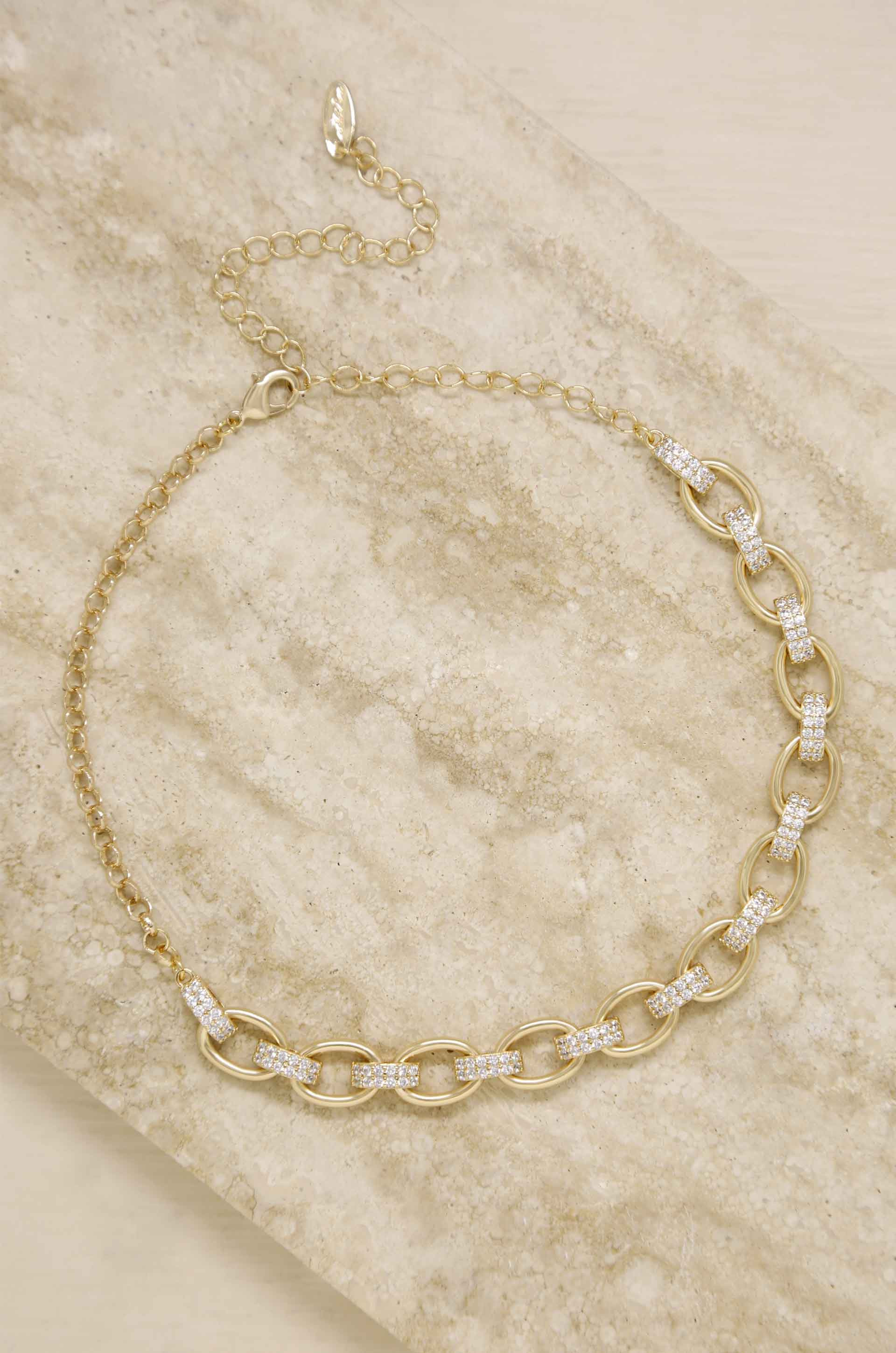Empowered Crystal & 18k Gold Plated Chain Link Necklace | Ettika