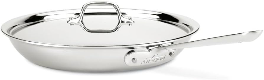 Premium 12-inch stainless steel fry pan with a lid, featuring a durable and versatile tri-ply con... | Amazon (US)