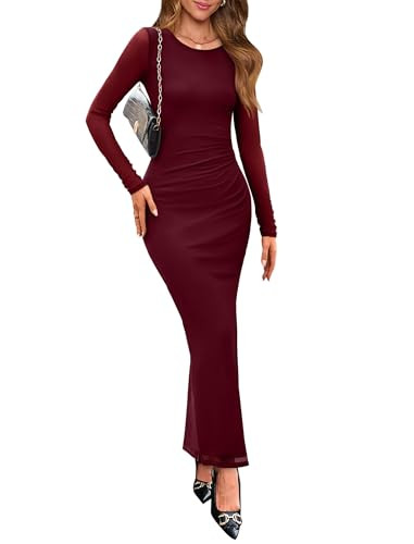 WIHOLL Women's Bodycon Maxi Dress Fall Fashion Long Sleeve Floral Print Tight Fitted Party Club R... | Amazon (US)